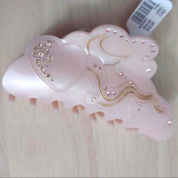 Urban Outfitters Accessories - Urban Outfitters Heart Moon Blush Pink Crystal Gold Accent Hair Claw Clip